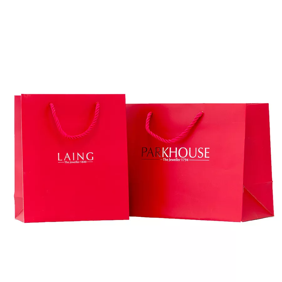 红色喜庆购物礼品纸袋（Printed Gold and Silver Red Festive Shopping Gift Paper Bags）
