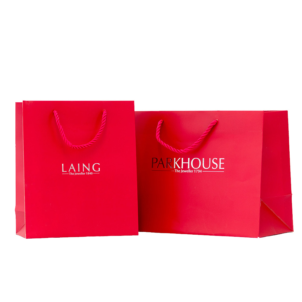 红色喜庆购物礼品纸袋 （Printed Gold and Silver Red Festive Shopping Gift Paper Bags）