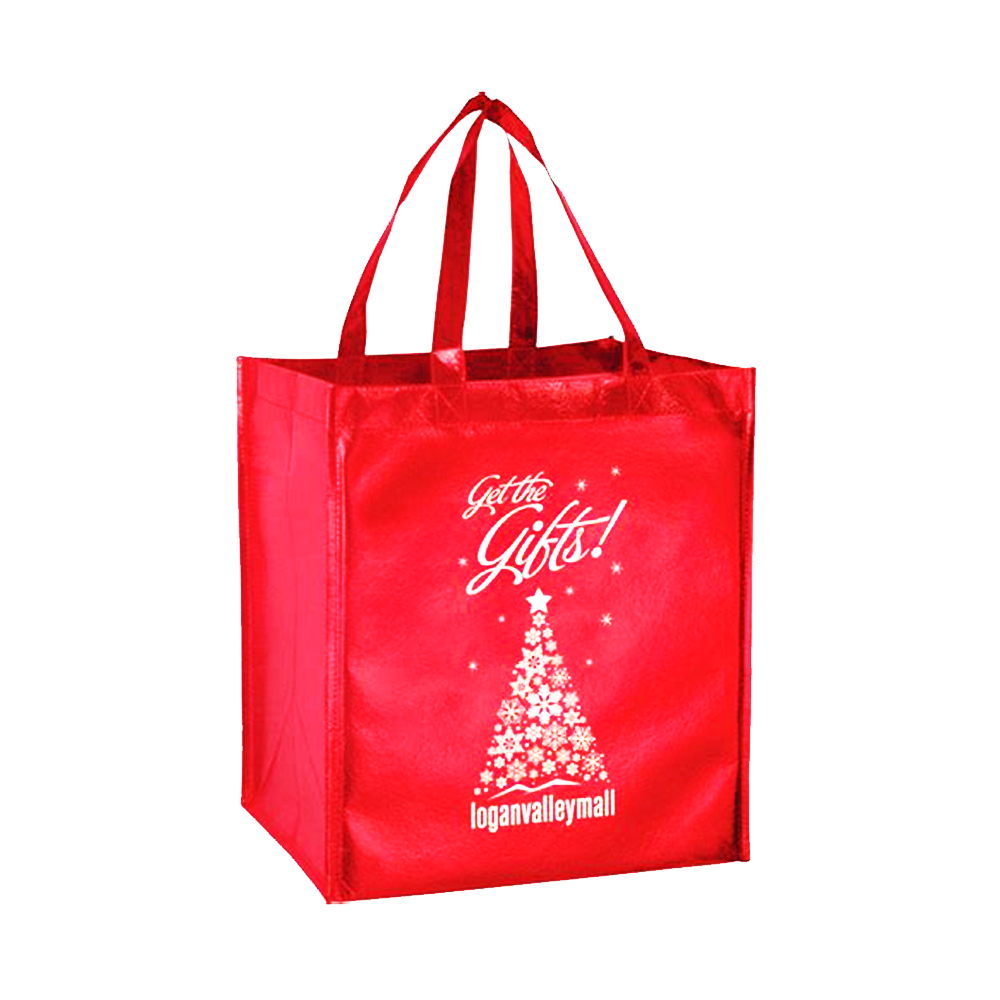红色喜庆覆膜印刷圣诞主题购物袋 (Red Festive Laminated Printing Christmas Theme Shopping Bags)